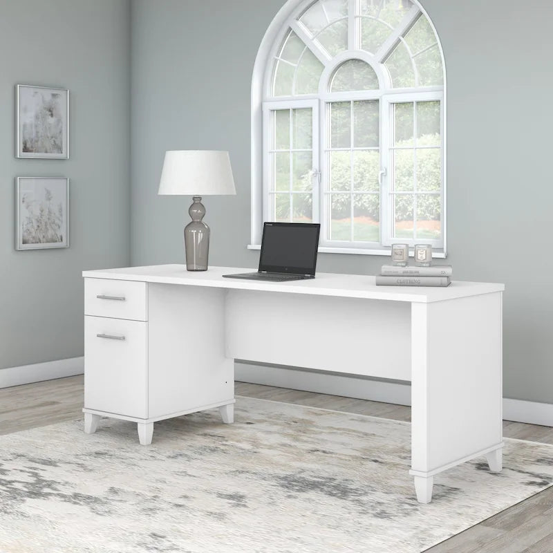 Scrivania da Ufficio da 183 cm con Cassetti Portaoggetti, Postazione di Lavoro per Computer in Legno, Mobili per Home Office