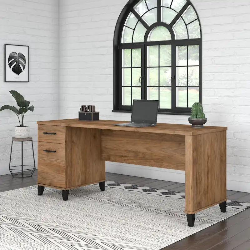 Scrivania da Ufficio da 183 cm con Cassetti Portaoggetti, Postazione di Lavoro per Computer in Legno, Mobili per Home Office