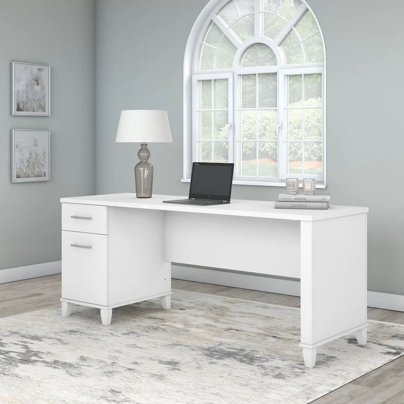 Scrivania da Ufficio da 183 cm con Cassetti Portaoggetti, Postazione di Lavoro per Computer in Legno, Mobili per Home Office