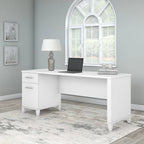 Scrivania da Ufficio da 183 cm con Cassetti Portaoggetti, Postazione di Lavoro per Computer in Legno, Mobili per Home Office