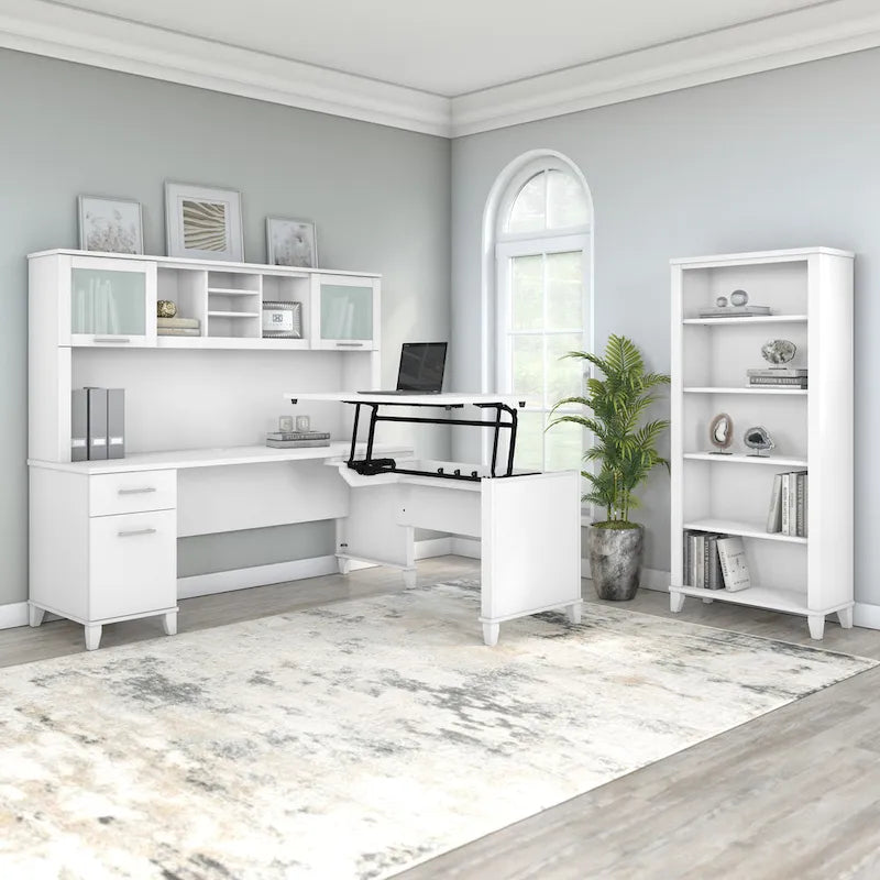 Scrivania da Ufficio da 183 cm con Cassetti Portaoggetti, Postazione di Lavoro per Computer in Legno, Mobili per Home Office