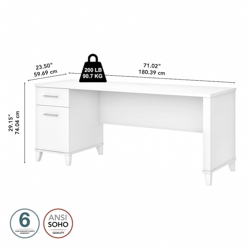 Scrivania da Ufficio da 183 cm con Cassetti Portaoggetti, Postazione di Lavoro per Computer in Legno, Mobili per Home Office