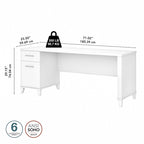 Scrivania da Ufficio da 183 cm con Cassetti Portaoggetti, Postazione di Lavoro per Computer in Legno, Mobili per Home Office