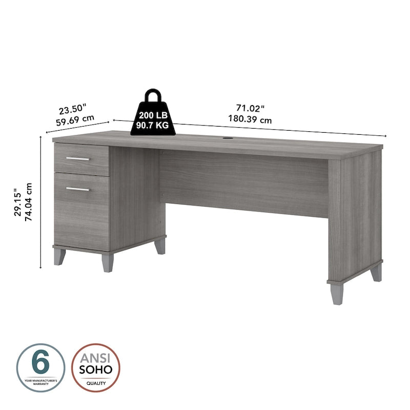 Scrivania da Ufficio da 183 cm con Cassetti Portaoggetti, Postazione di Lavoro per Computer in Legno, Mobili per Home Office