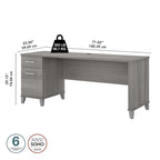 Scrivania da Ufficio da 183 cm con Cassetti Portaoggetti, Postazione di Lavoro per Computer in Legno, Mobili per Home Office