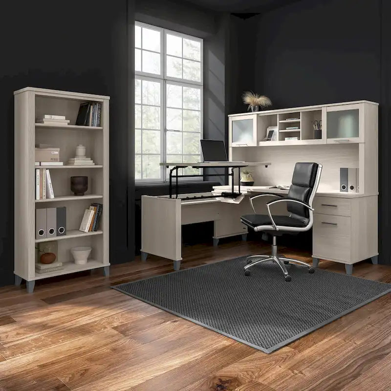 Scrivania da Ufficio da 183 cm con Cassetti Portaoggetti, Postazione di Lavoro per Computer in Legno, Mobili per Home Office
