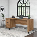 Scrivania da Ufficio da 183 cm con Cassetti Portaoggetti, Postazione di Lavoro per Computer in Legno, Mobili per Home Office