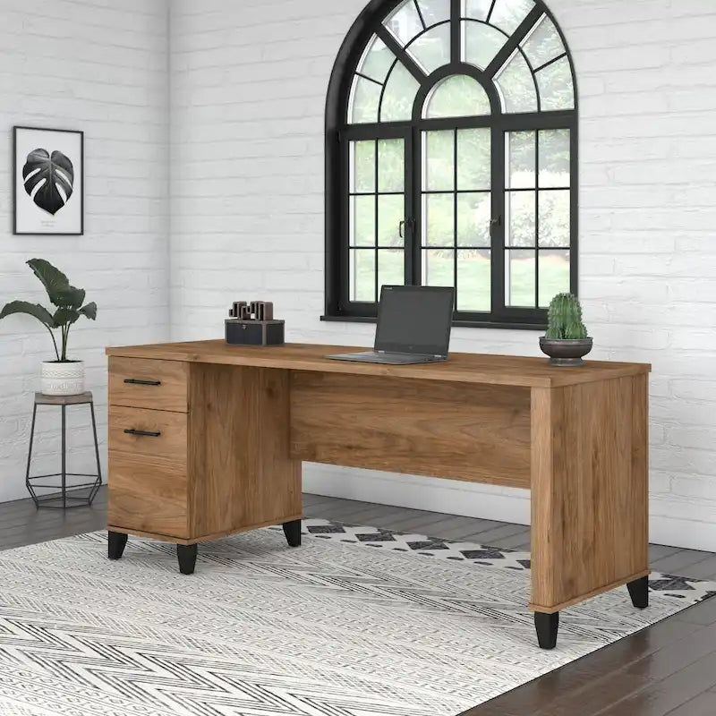 Scrivania da Ufficio da 183 cm con Cassetti Portaoggetti, Postazione di Lavoro per Computer in Legno, Mobili per Home Office