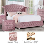 Letto imbottito con pannello a testiera ad ali capitonné Glam Rosa | Camera da letto Queen/King