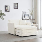 Poltrona moderna con pouf, poltrona club per soggiorno, poltrona imbottita in ciniglia, poltrona da lettura per camera da letto, bianca