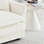 Poltrona moderna con pouf, poltrona club per soggiorno, poltrona imbottita in ciniglia, poltrona da lettura per camera da letto, bianca