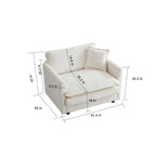 Poltrona moderna con pouf, poltrona club per soggiorno, poltrona imbottita in ciniglia, poltrona da lettura per camera da letto, bianca