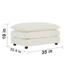 Poltrona moderna con pouf, poltrona club per soggiorno, poltrona imbottita in ciniglia, poltrona da lettura per camera da letto, bianca