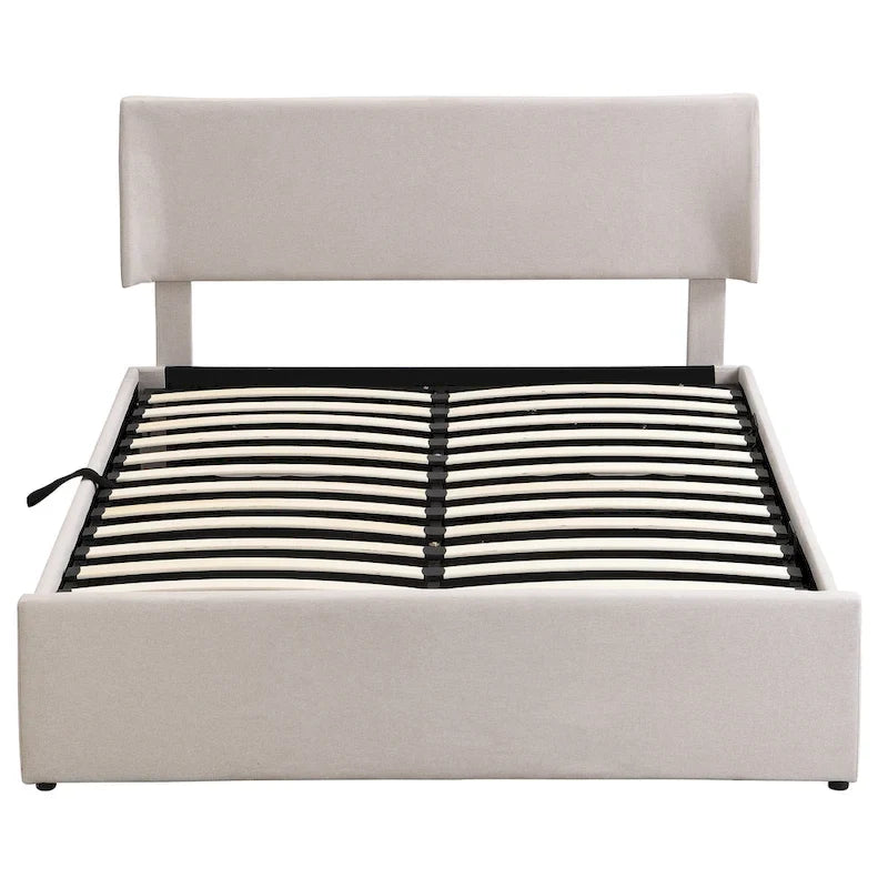 Divano Letto Trasformabile Futon | Divanetto Rivestito in Lino con Gambe in Legno