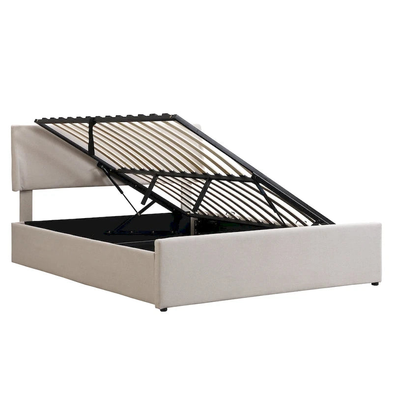 Divano Letto Trasformabile Futon | Divanetto Rivestito in Lino con Gambe in Legno