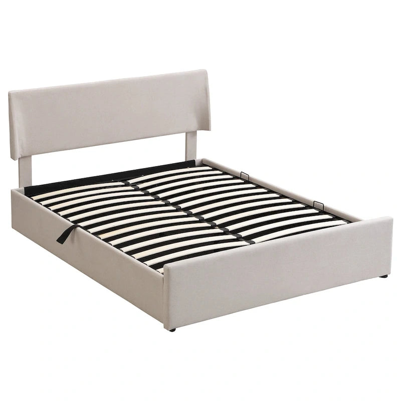 Divano Letto Trasformabile Futon | Divanetto Rivestito in Lino con Gambe in Legno