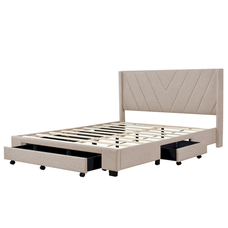 Divano Letto Trasformabile Futon | Divanetto Rivestito in Lino con Gambe in Legno