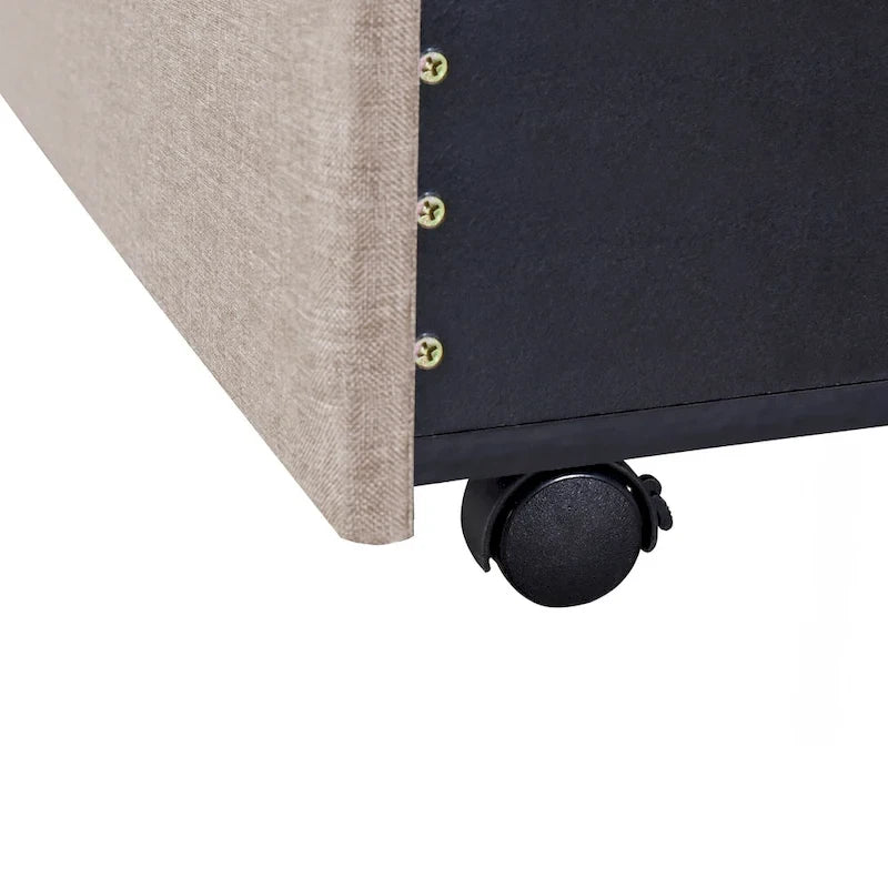 Divano Letto Trasformabile Futon | Divanetto Rivestito in Lino con Gambe in Legno