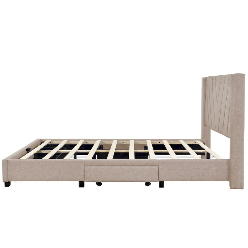 Divano Letto Trasformabile Futon | Divanetto Rivestito in Lino con Gambe in Legno
