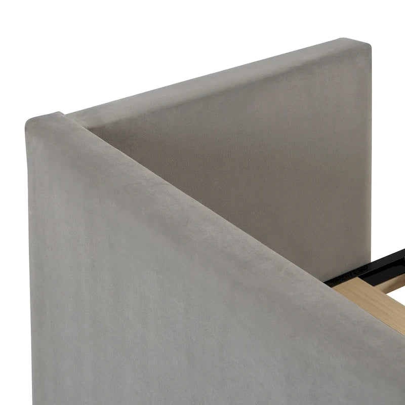 Divano letto imbottito con letto estraibile a scomparsa, colore beige, una piazza