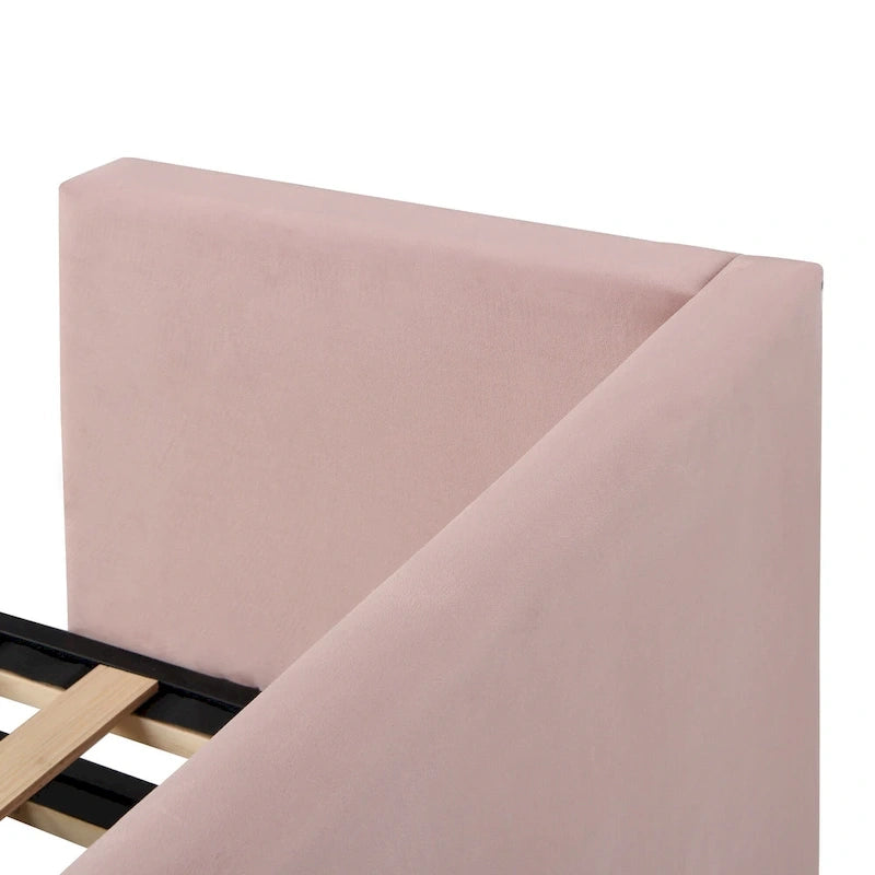 Divano letto imbottito con letto estraibile a scomparsa, colore beige, una piazza