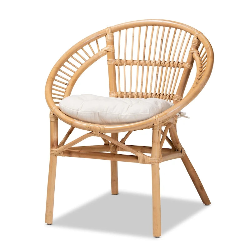 Sedia da pranzo moderna bohémien in rattan marrone naturale | Seduta Boho per cucina e sala da pranzo