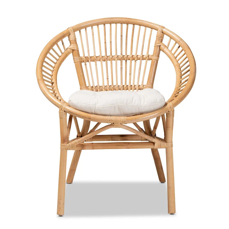 Sedia da pranzo moderna bohémien in rattan marrone naturale | Seduta Boho per cucina e sala da pranzo