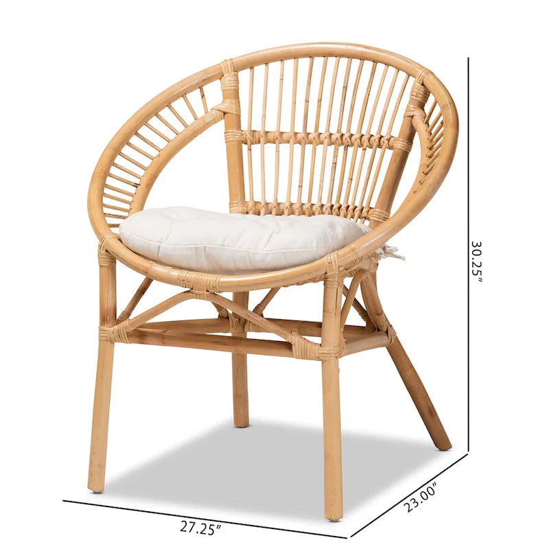 Sedia da pranzo moderna bohémien in rattan marrone naturale | Seduta Boho per cucina e sala da pranzo