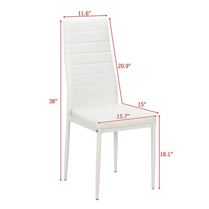 Sedie da pranzo con schienale alto e texture a strisce, set da 4