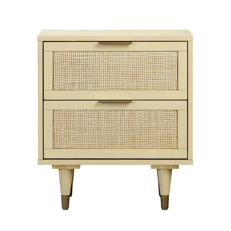 Comodino in canna con cassetto | Comodino in rattan | Mobili da camera da letto in stile boho