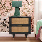 Comodino in canna con cassetto | Comodino in rattan | Mobili da camera da letto in stile boho