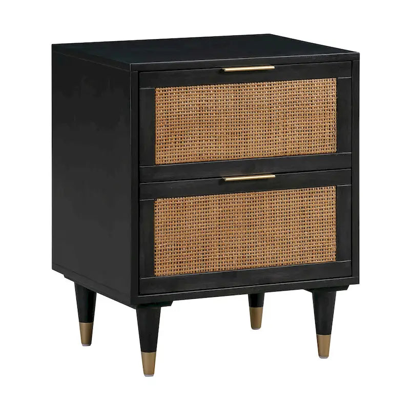Comodino in canna con cassetto | Comodino in rattan | Mobili da camera da letto in stile boho