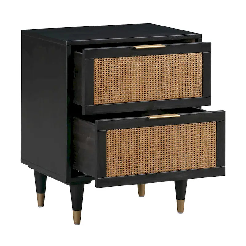 Comodino in canna con cassetto | Comodino in rattan | Mobili da camera da letto in stile boho