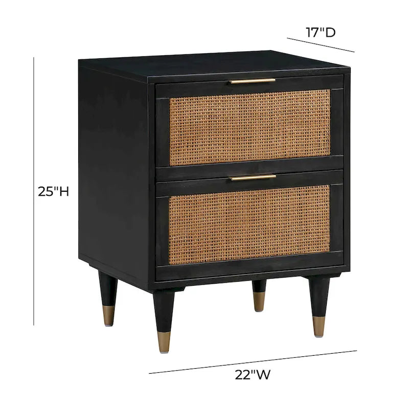 Comodino in canna con cassetto | Comodino in rattan | Mobili da camera da letto in stile boho