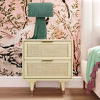 Comodino in canna con cassetto | Comodino in rattan | Mobili da camera da letto in stile boho