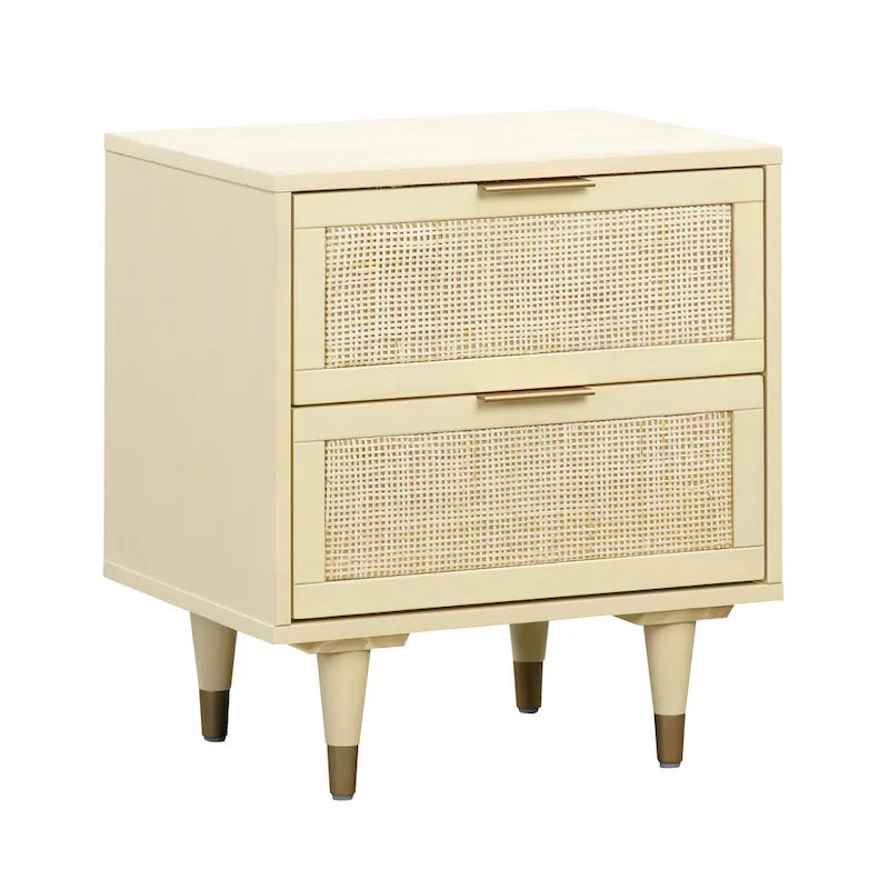 Comodino in canna con cassetto | Comodino in rattan | Mobili da camera da letto in stile boho