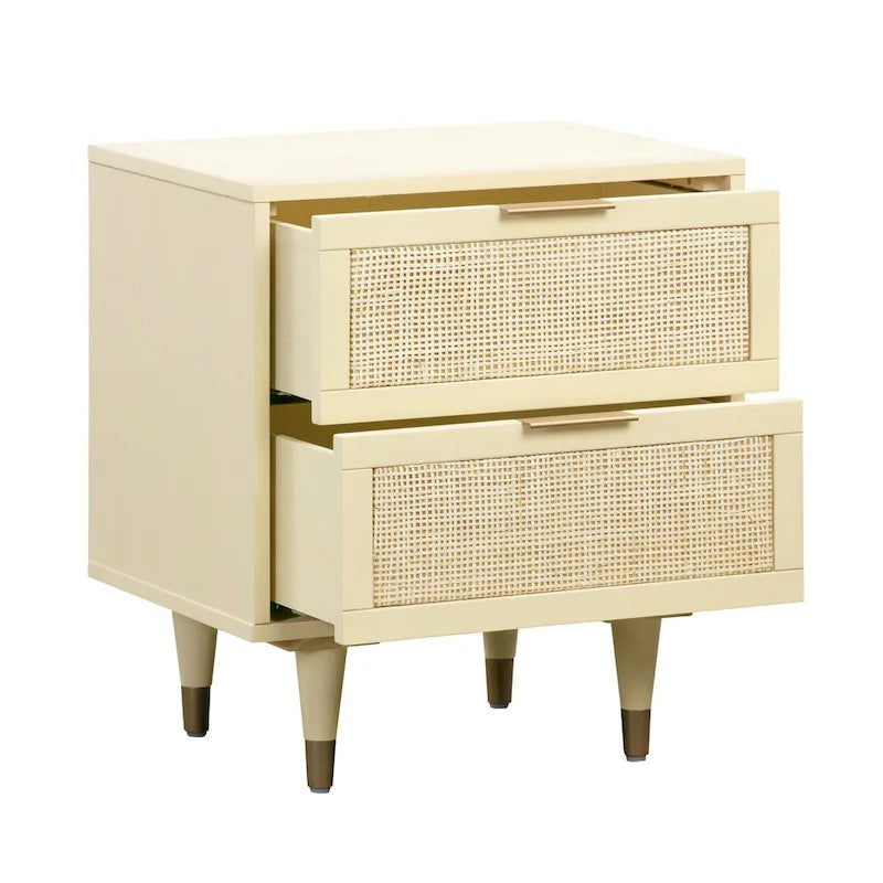 Comodino in canna con cassetto | Comodino in rattan | Mobili da camera da letto in stile boho