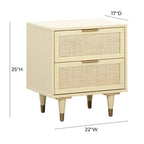 Comodino in canna con cassetto | Comodino in rattan | Mobili da camera da letto in stile boho