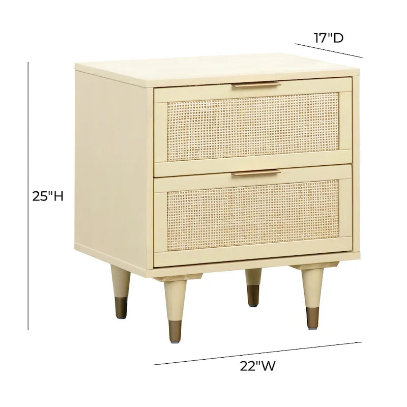 Comodino in canna con cassetto | Comodino in rattan | Mobili da camera da letto in stile boho