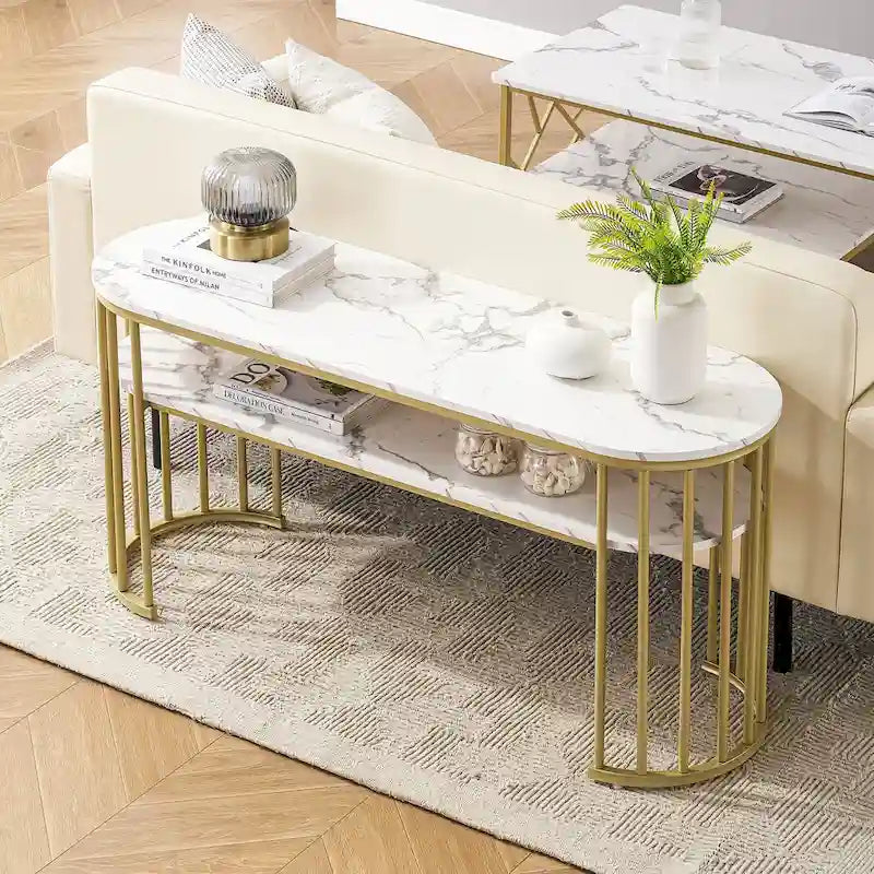 Consolle moderna bianca | Top in finto marmo | Ingresso e Soggiorno