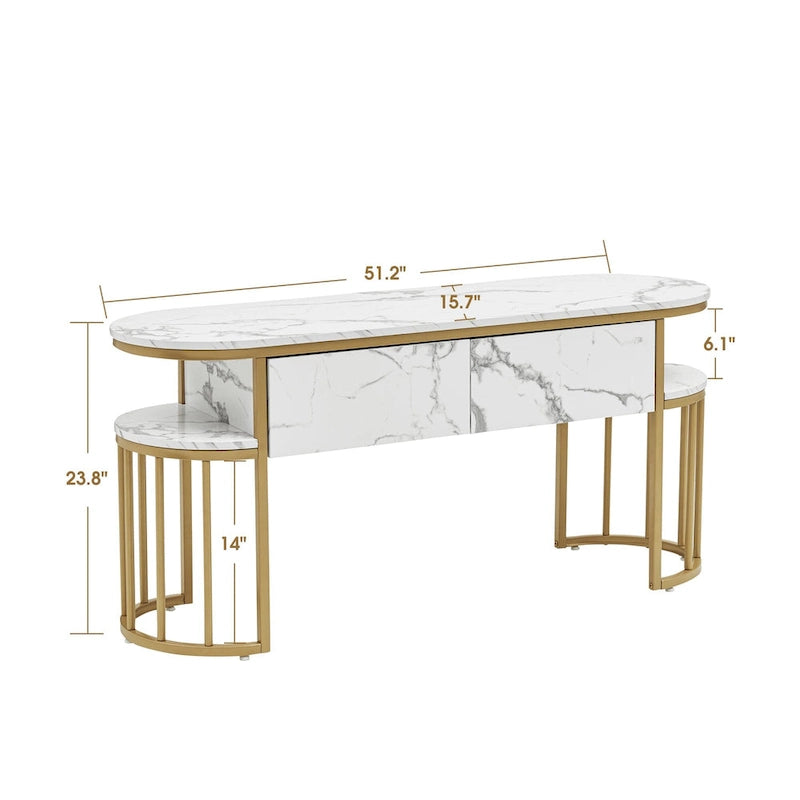 Consolle moderna bianca | Top in finto marmo | Ingresso e Soggiorno