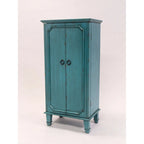 Mobile portagioie vintage turchese dipinto a mano con maniglie antiche - 13.8 x 19 x 40 pollici