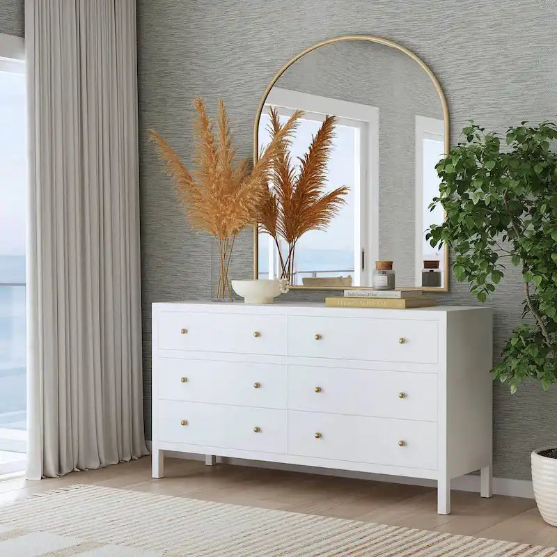 Comò a 6 cassetti in legno largo | Cassettiera per camera da letto | Mobili moderni