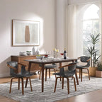 Set di 4 sedie da pranzo girevoli in legno e similpelle | Sedute moderne per cucina e sala da pranzo
