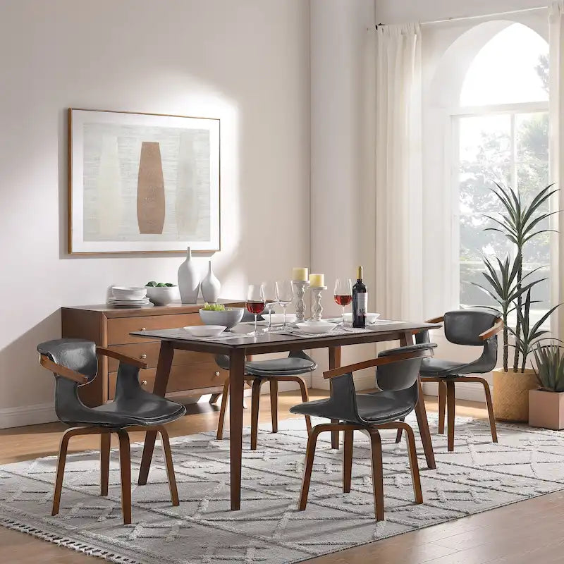 Set di 4 sedie da pranzo girevoli in legno e similpelle | Sedute moderne per cucina e sala da pranzo