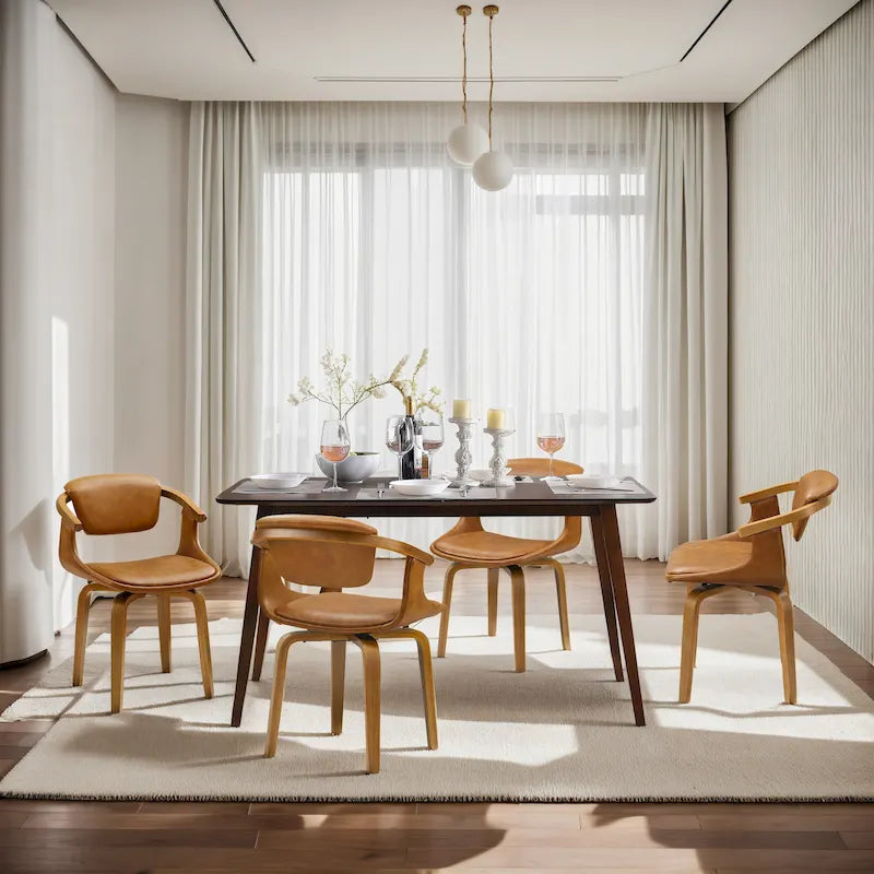 Set di 4 sedie da pranzo girevoli in legno e similpelle | Sedute moderne per cucina e sala da pranzo
