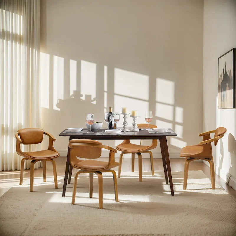 Set di 4 sedie da pranzo girevoli in legno e similpelle | Sedute moderne per cucina e sala da pranzo