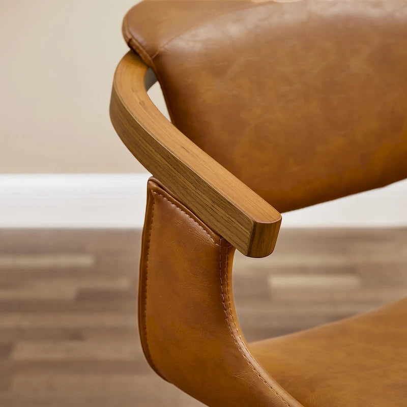 Set di 4 sedie da pranzo girevoli in legno e similpelle | Sedute moderne per cucina e sala da pranzo