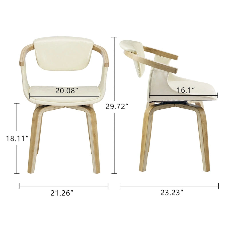 Set di 4 sedie da pranzo girevoli in legno e similpelle | Sedute moderne per cucina e sala da pranzo
