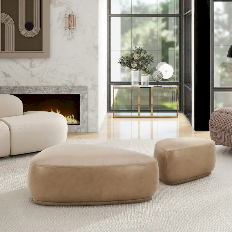 Pouf cocktail triangolare arrotondato da 26 pollici | Poggiapiedi imbottito per soggiorno